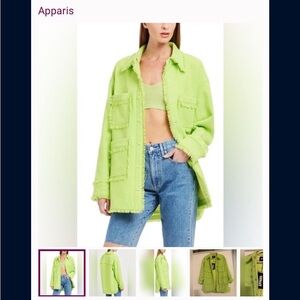 Apparis Neon Lime Fringed Teddy Shacket